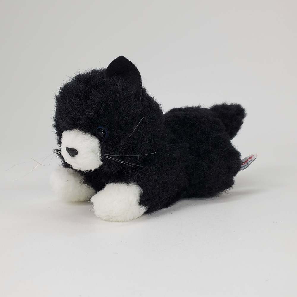 Aurora World Black White Tuxedo Cat Plush Stuffed Animal Blue Eyes 8 Inch
